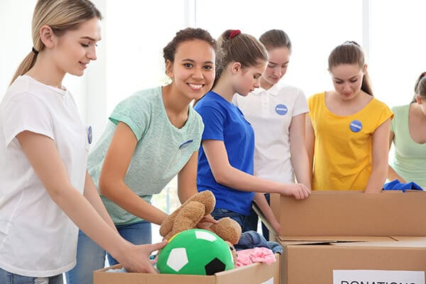 working at a donation center