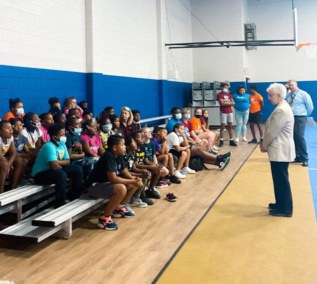 Congresswoman Virginia Foxx (R-NC) speaks with Club members at Boys & Girls Club of Cleveland County in North Carolina on July 8.