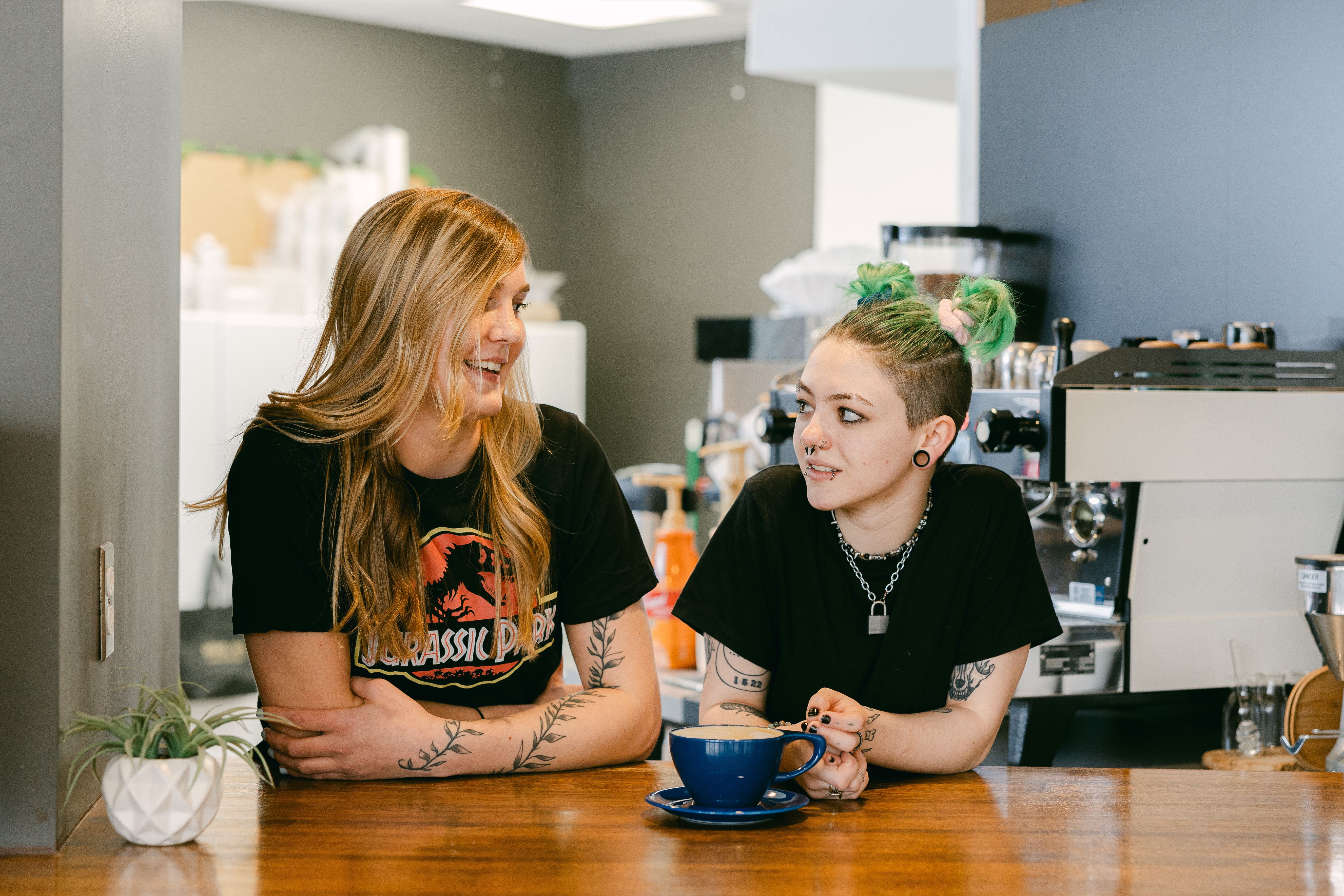 Mentor and mentee at a coffee shop